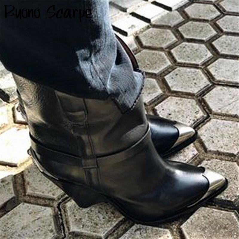 Sieviešu augstpapēžu metāla purngalu zābaki Īsi  puszābaki zamšādas ādas smaili papēži kurpes Matin sieviešu zābaki 2020