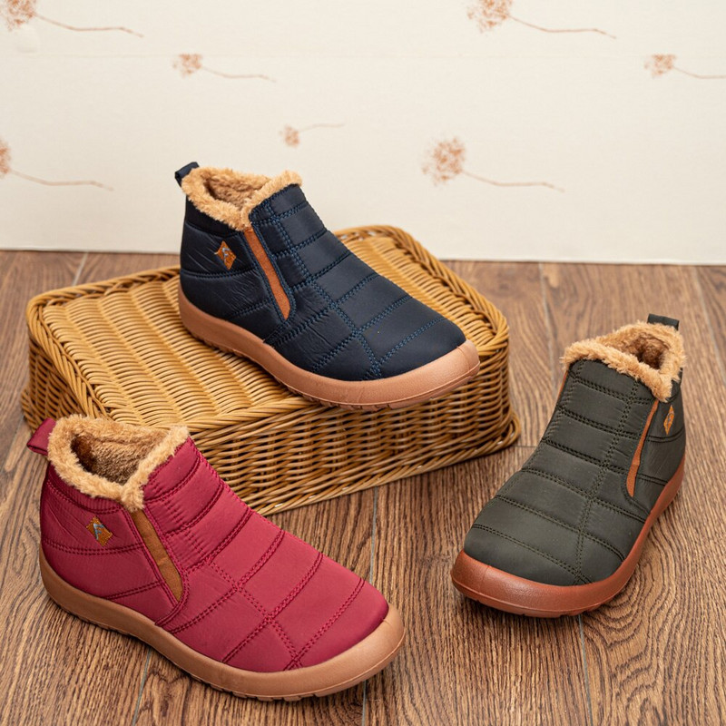 Χειμερινές γυναικείες μπότες Ζεστές γούνινες μπότες για το χιόνι Αδιάβροχα γυναικεία παπούτσια casual ελαφριά μποτάκια για τον αστράγαλο Botas Mujer Flat size Παπούτσια για ζευγάρια