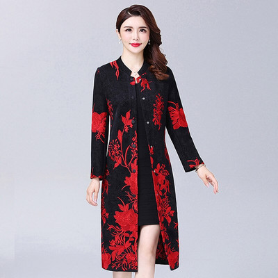 Visokokvalitetni ženski trenč kaput jesen-zima 2022. Debela izvezena duga vjetrovka Srednjovječni kaput 6XL