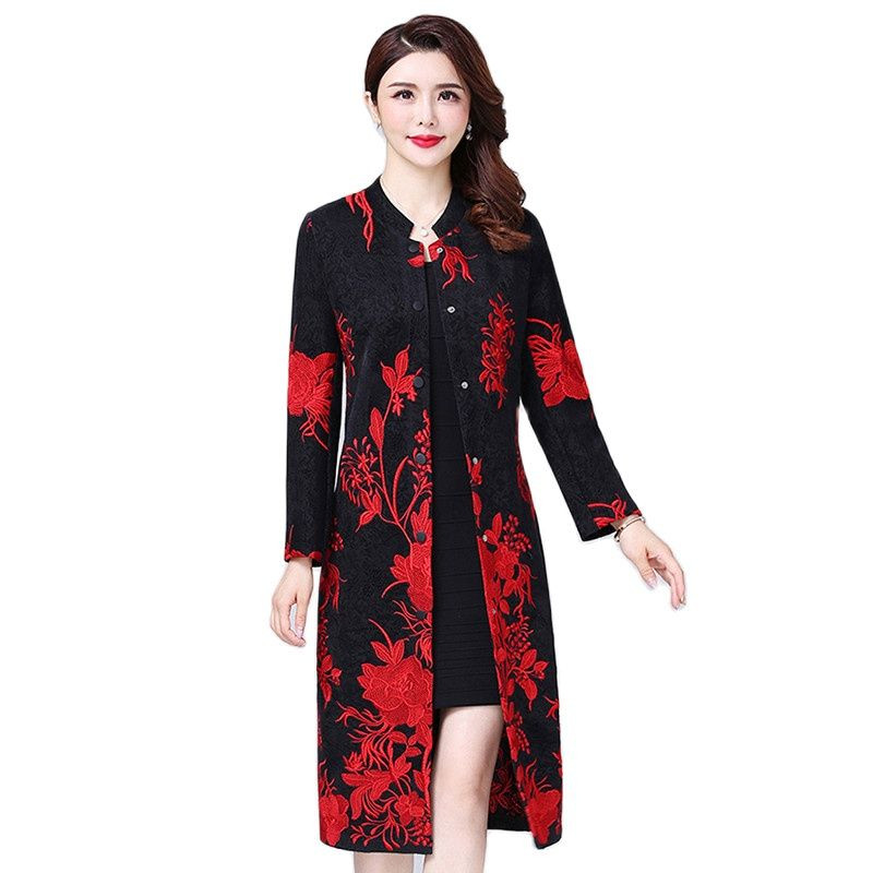 Visokokvalitetni ženski trenč kaput jesen-zima 2022. Debela izvezena duga vjetrovka Srednjovječni kaput 6XL