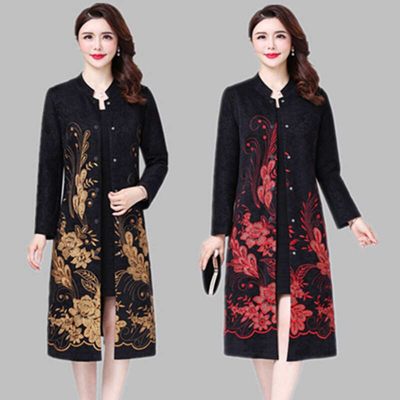 Visokokvalitetni ženski trenč kaput jesen-zima 2022. Debela izvezena duga vjetrovka Srednjovječni kaput 6XL