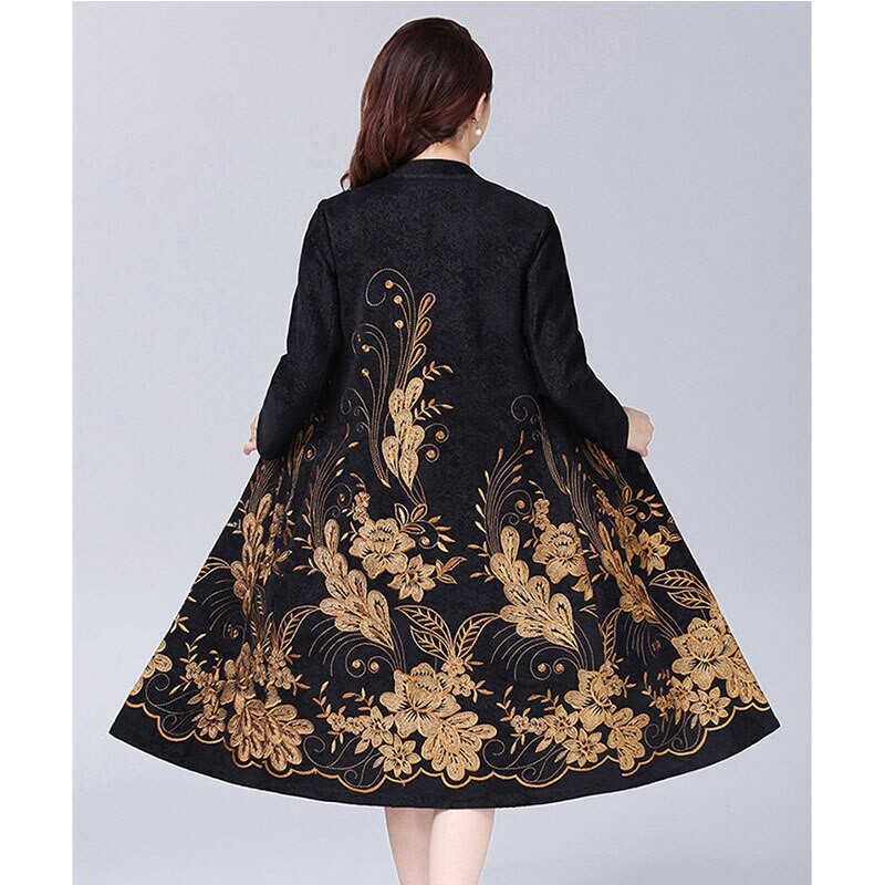 Visokokvalitetni ženski trenč kaput jesen-zima 2022. Debela izvezena duga vjetrovka Srednjovječni kaput 6XL