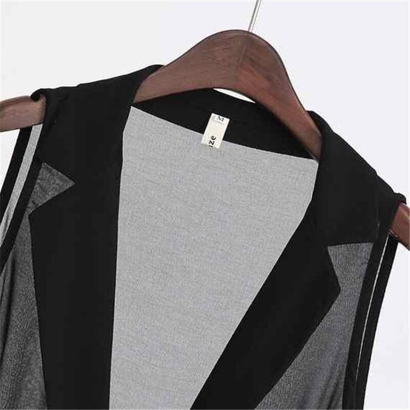 2022. gada vasaras veste jaka Sieviešu apģērbs 5XL melns šifons bez piedurknēm bleizeri Virsdrēbes Sieviešu caurspīdīga ikdienas veste aq235