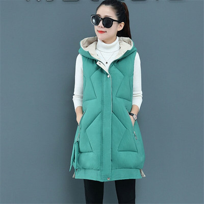 Sieviešu ziemas jauna veste, 2022. gada korejiešu sieviešu augšējais veste ar brīvu kapuci, balts pīļu dūnu siltais vestes mētelis F056