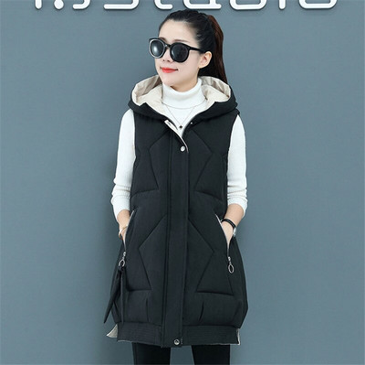 Sieviešu ziemas jauna veste, 2022. gada korejiešu sieviešu augšējais veste ar brīvu kapuci, balts pīļu dūnu siltais vestes mētelis F056