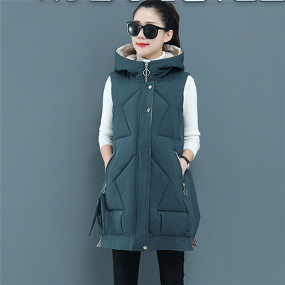 Sieviešu ziemas jauna veste, 2022. gada korejiešu sieviešu augšējais veste ar brīvu kapuci, balts pīļu dūnu siltais vestes mētelis F056