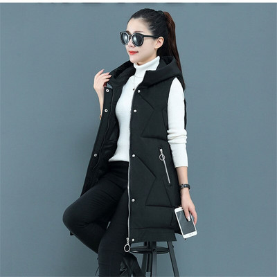 Sieviešu ziemas jauna veste, 2022. gada korejiešu sieviešu augšējais veste ar brīvu kapuci, balts pīļu dūnu siltais vestes mētelis F056