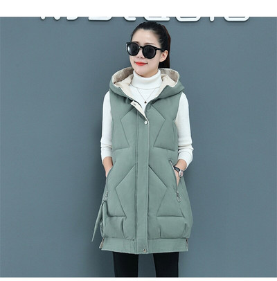 Sieviešu ziemas jauna veste, 2022. gada korejiešu sieviešu augšējais veste ar brīvu kapuci, balts pīļu dūnu siltais vestes mētelis F056