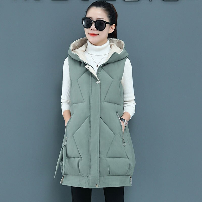 Sieviešu ziemas jauna veste, 2022. gada korejiešu sieviešu augšējais veste ar brīvu kapuci, balts pīļu dūnu siltais vestes mētelis F056
