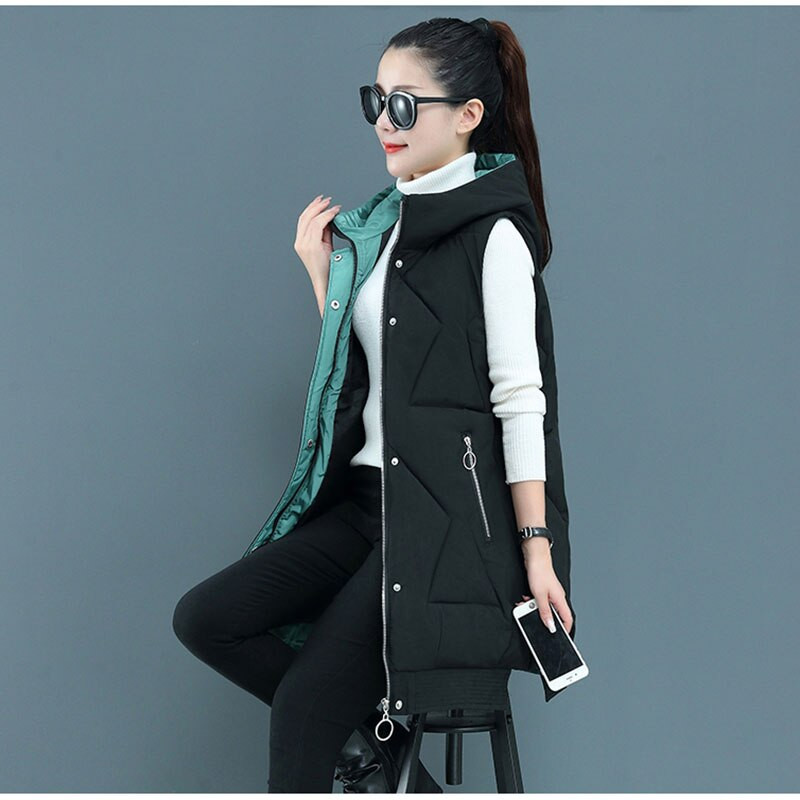 Sieviešu ziemas jauna veste, 2022. gada korejiešu sieviešu augšējais veste ar brīvu kapuci, balts pīļu dūnu siltais vestes mētelis F056