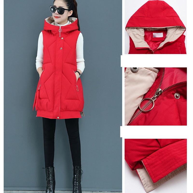Sieviešu ziemas jauna veste, 2022. gada korejiešu sieviešu augšējais veste ar brīvu kapuci, balts pīļu dūnu siltais vestes mētelis F056