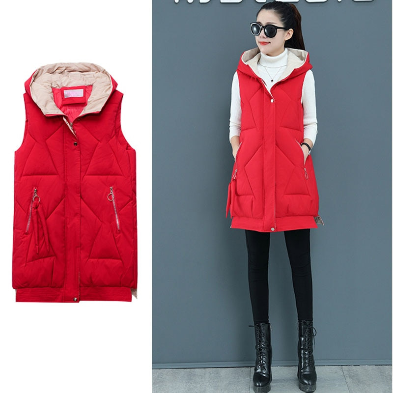 Sieviešu ziemas jauna veste, 2022. gada korejiešu sieviešu augšējais veste ar brīvu kapuci, balts pīļu dūnu siltais vestes mētelis F056