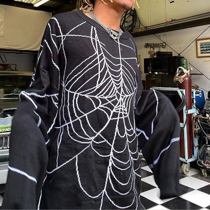 Sieviešu džemperis ar zirnekļa apdruku, rudens un ziema, jaunas tendences, retro gadījuma pāri, džemperis Helovīna gotikas stila lielizmēra džemperis