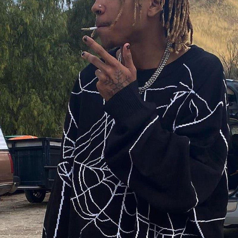 Sieviešu džemperis ar zirnekļa apdruku, rudens un ziema, jaunas tendences, retro gadījuma pāri, džemperis Helovīna gotikas stila lielizmēra džemperis