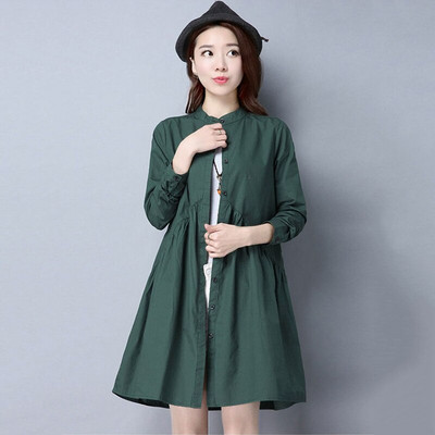 2022. gada jauns plāns mētelis Sieviešu kokvilnas krekls ar garām piedurknēm Virsdrēbes pavasara rudens brīvs vidēja garuma gadījuma vējjakas mētelis