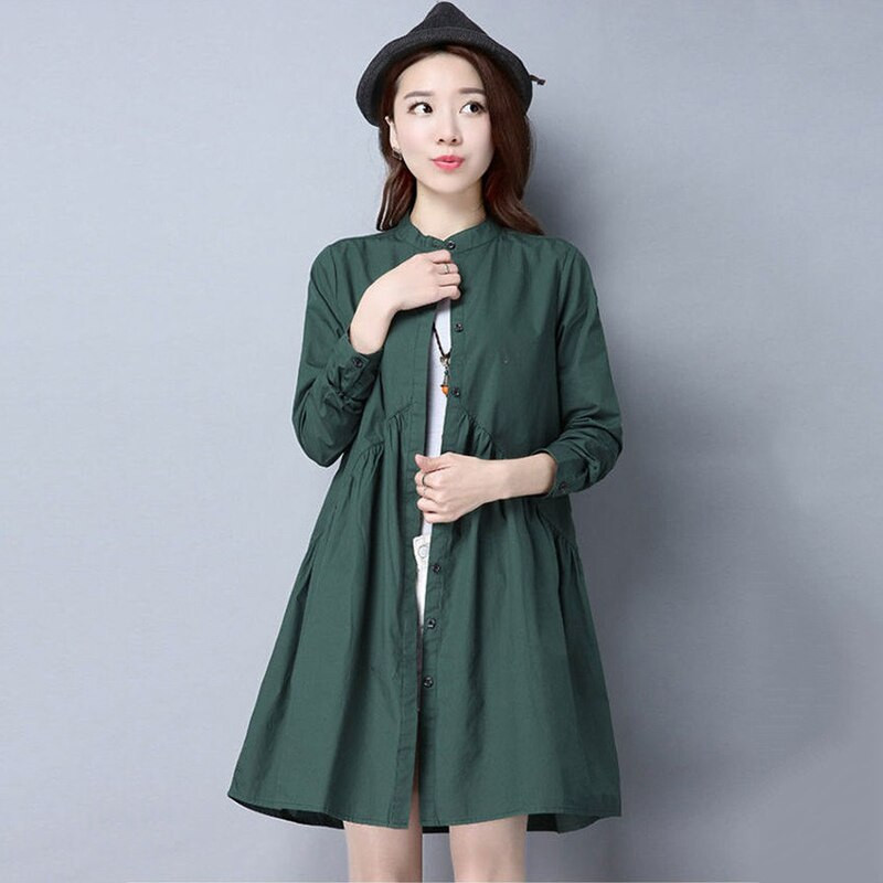 2022. gada jauns plāns mētelis Sieviešu kokvilnas krekls ar garām piedurknēm Virsdrēbes pavasara rudens brīvs vidēja garuma gadījuma vējjakas mētelis