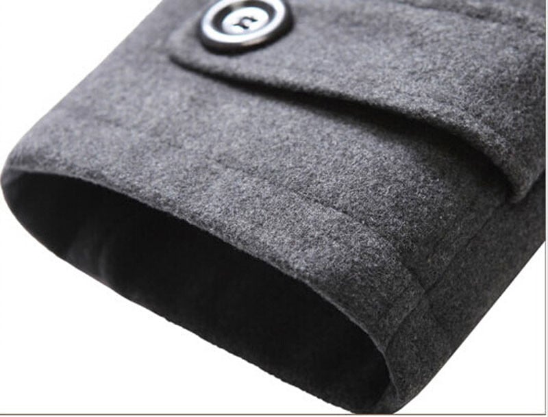 Meeste fliisist kapuutsiga paks villane talvemantel 2022 uhiuus pikk villane mantel Meeste vabaaja mantel eemaldatava kapuutsiga