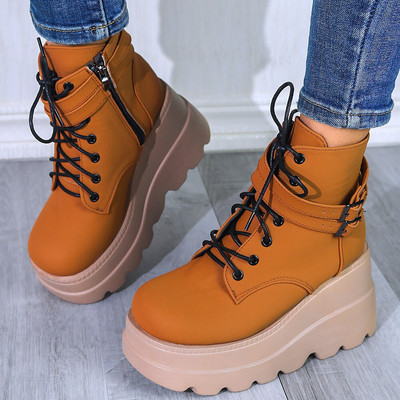 Liela izmēra 35–43 — Jauni sieviešu augstpapēžu zābaki 2021. gada modes zābaki ar rāvējslēdzēju Augstas platformas zābaki Sieviešu ballītes gotikas apavi