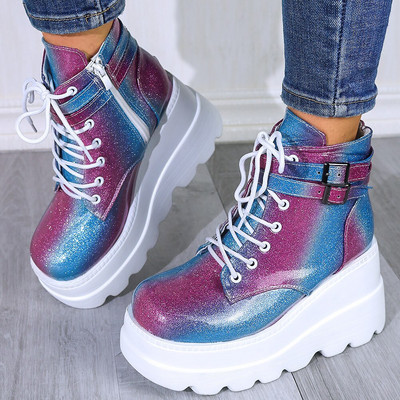 Liela izmēra 35–43 — Jauni sieviešu augstpapēžu zābaki 2021. gada modes zābaki ar rāvējslēdzēju Augstas platformas zābaki Sieviešu ballītes gotikas apavi