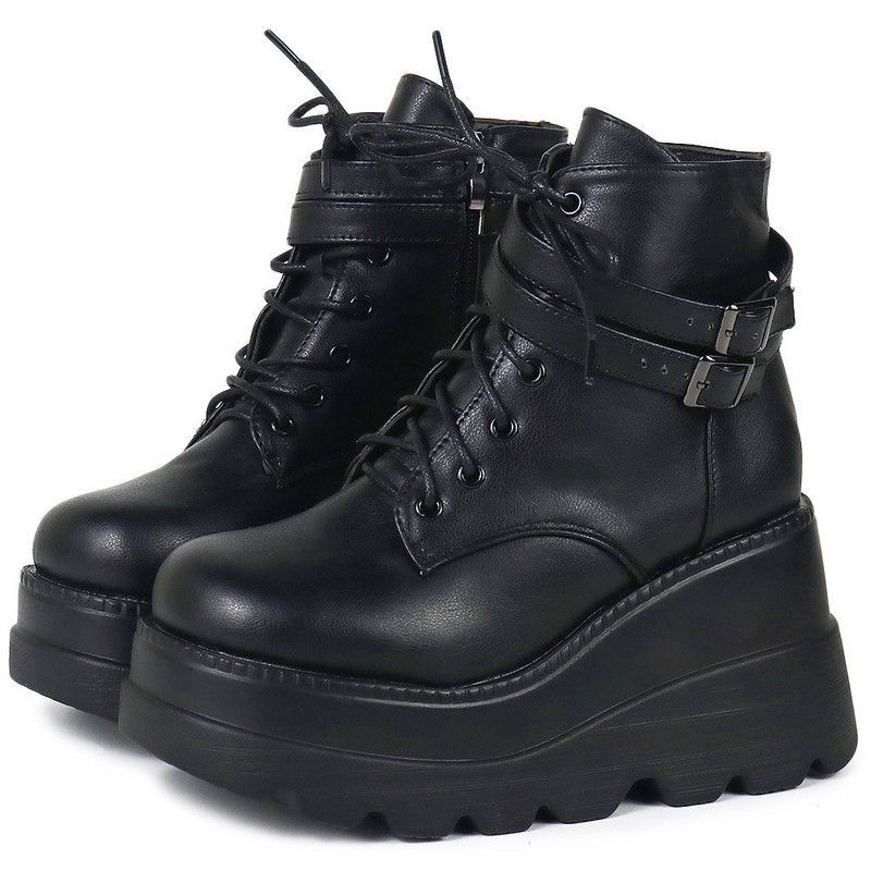 Liela izmēra 35–43 — Jauni sieviešu augstpapēžu zābaki 2021. gada modes zābaki ar rāvējslēdzēju Augstas platformas zābaki Sieviešu ballītes gotikas apavi