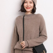 LONGMING Ženski pulover 100% kašmir Visokokvalitetni pulover Ženski vuneni pleteni džemper dugih rukava Jesenski topli mekani džemperi