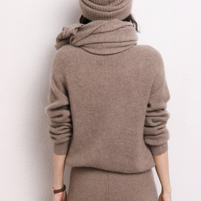 LONGMING Ženski pulover 100% kašmir Visokokvalitetni pulover Ženski vuneni pleteni džemper dugih rukava Jesenski topli mekani džemperi