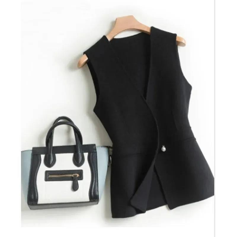 Vuneni kaput s prslukom Ženske jakne s vunenim prslukom za proljeće i jesen 2022. Modni jakni s prslukom Novi kratki prsluk s V-izrezom Gornji dijelovi kaputa