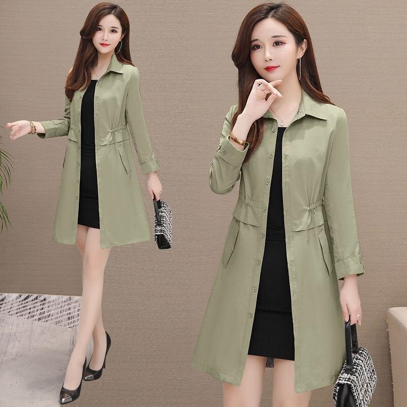 Sieviešu jaka, 2022. gada pavasara rudens, jauna sieviešu vējjaka ar kapuci, plāns mētelis, vidēja garuma, brīvs sieviešu virsdrēbes