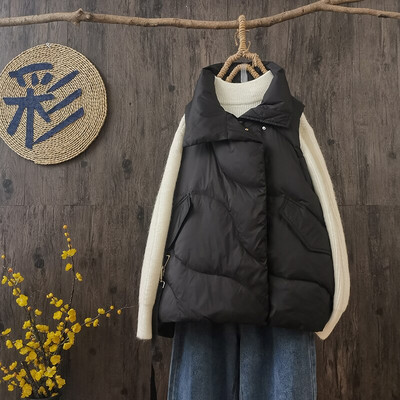 Lagabogy jauns ziemas 90% balta pīles dūnu veste sieviešu biezs, silts mētelis brīvs ikdienas vēja necaurlaidīgs bez piedurknēm sieviešu īsa jaka