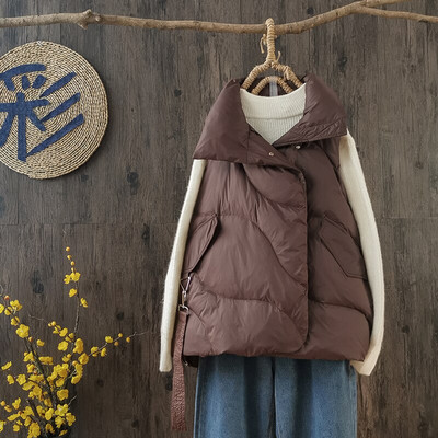 Lagabogy jauns ziemas 90% balta pīles dūnu veste sieviešu biezs, silts mētelis brīvs ikdienas vēja necaurlaidīgs bez piedurknēm sieviešu īsa jaka