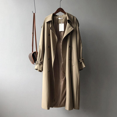 Μακριά καμπαρντίνα Γυναικεία Ρούχα Κομψά High Street Διπλό Αντιανεμικό Γυναικείο Loose Vintage Oversized Καμπαρντίνα Q4755