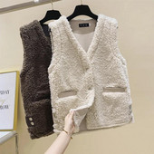 Jēra matu veste sieviešu samta veste Topi kažoki Rudens ziema 2021 Jauna ārējā īsā kažokādas veste Kokvilnas polsterēta jaka veste