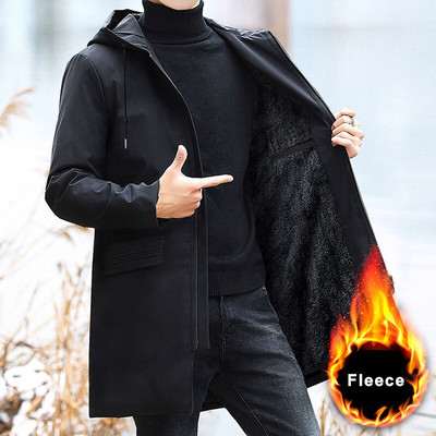Didelio dydžio vyriška šilta žieminė striukė, vilnonis Parka Coat 2021 m. Naujas juodas gobtuvas, vėjo striukė, vilnonis striukė ilgas parkas 8XL