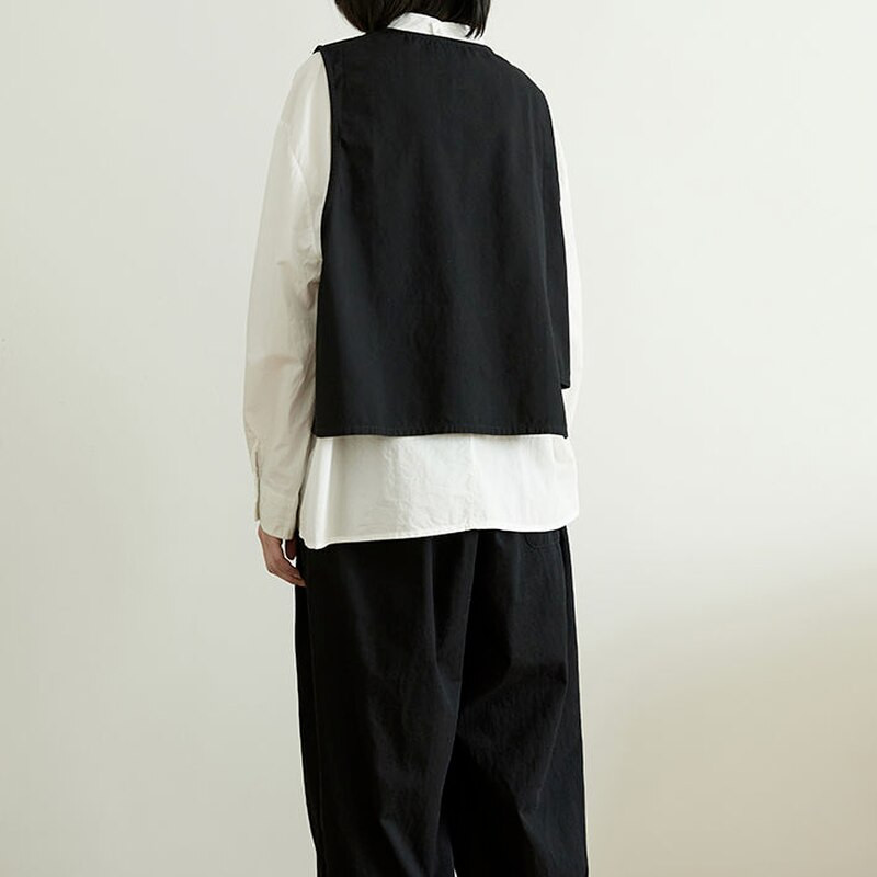 Vestes Sieviešu Harajuku High Street Minimālisma Stilīgs Sieviešu Virsdrēbes Bez piedurknēm O-veida kakla pogas Dizains Solids Spring Preppy All-match