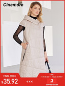 Cinemore 2022 Jesen Zimski kaput za žene Bez rukava Visokokvalitetni tanki pamučni dugi prsluk Jakne Kapuljača Tanka ženska jakna C2053