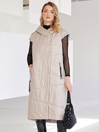 Cinemore 2022 Jesen Zimski kaput za žene Bez rukava Visokokvalitetni tanki pamučni dugi prsluk Jakne Kapuljača Tanka ženska jakna C2053