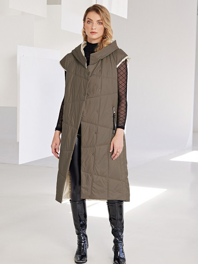 Cinemore 2022 Jesen Zimski kaput za žene Bez rukava Visokokvalitetni tanki pamučni dugi prsluk Jakne Kapuljača Tanka ženska jakna C2053