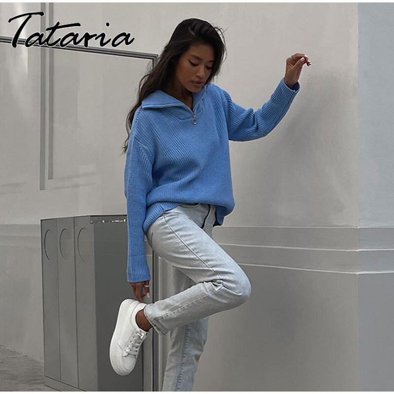 Zimski džemperi s dolčevitom i ovratnikom s patentnim zatvaračem Zeleni pleteni puloveri Gornji debeli topli Sotf ženski pulover s velikim ovratnikom Novo