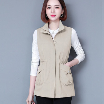 UHYTGF Ανοιξιάτικο καλοκαιρινό γιλέκο Γυναικείο κορεάτικο αμάνικο παλτό Γυναικείο λεπτό γιλέκο Μεσήλικας Μαμά casual τοπ Εξωτερικά ρούχα 2102