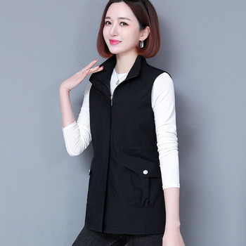UHYTGF Ανοιξιάτικο καλοκαιρινό γιλέκο Γυναικείο κορεάτικο αμάνικο παλτό Γυναικείο λεπτό γιλέκο Μεσήλικας Μαμά casual τοπ Εξωτερικά ρούχα 2102