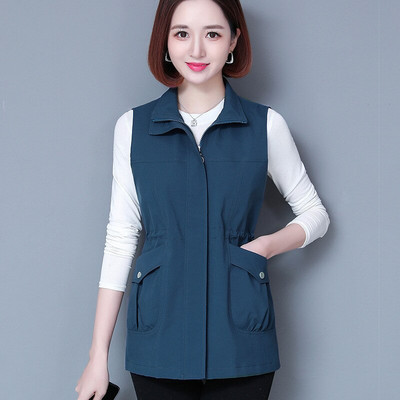 UHYTGF pavasara vasaras veste jaka Sieviešu korejiešu mētelis bez piedurknēm Sieviešu plāns veste Vidēja vecuma mamma ikdienas topi Virsdrēbes 2102