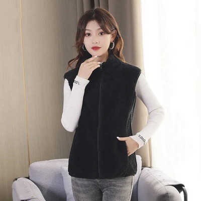 Naiste sügistalvine vest, kahepoolne fliisist lühike jope 2021 uus moodne vest Kardigan naiste paksud soojad vestid