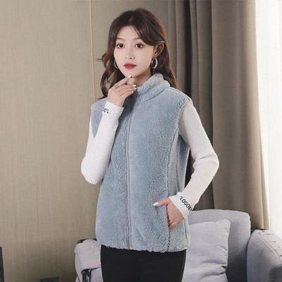 Naiste sügistalvine vest, kahepoolne fliisist lühike jope 2021 uus moodne vest Kardigan naiste paksud soojad vestid