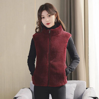 Naiste sügistalvine vest, kahepoolne fliisist lühike jope 2021 uus moodne vest Kardigan naiste paksud soojad vestid