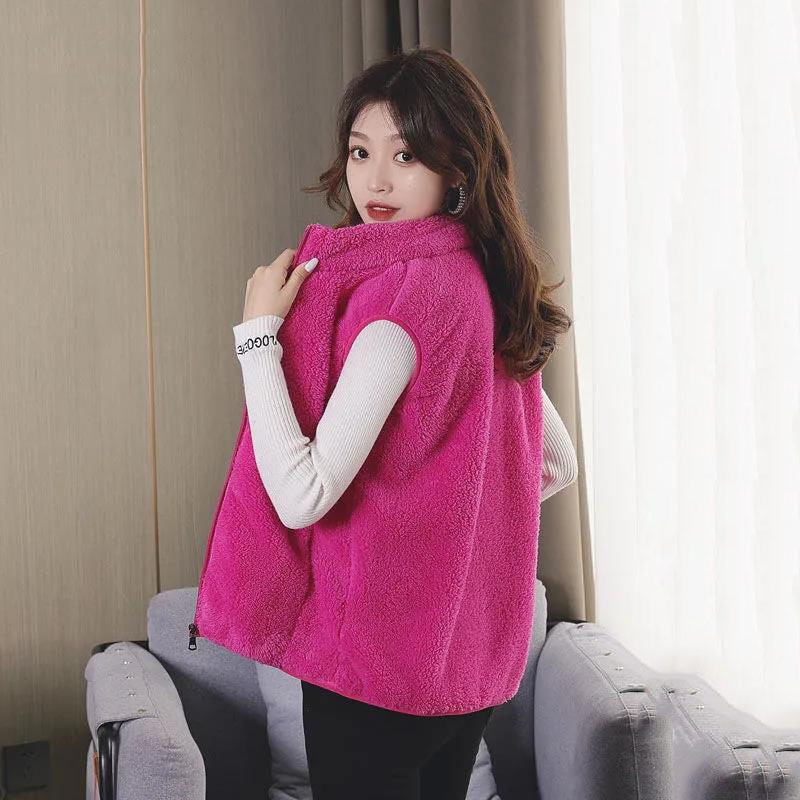 Naiste sügistalvine vest, kahepoolne fliisist lühike jope 2021 uus moodne vest Kardigan naiste paksud soojad vestid