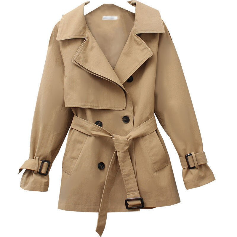 Novi modni ženski trenč kaput proljeće jesen starinski remen s dvostrukim kopčanjem kaki trenč gornja odjeća uski uredski ženski kaput Y541