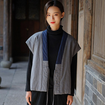Johnature Γυναικεία Χειμώνας 2020 Νέα Βαμβακερά και λινά vintage γιλέκα Ζεστά υφάσματα κινέζικου στυλ Γυναικεία γιλέκα ζακέτα παλτό
