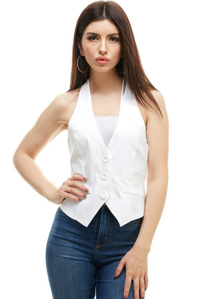 Sieviešu veste Slim Fit biznesa darba jaka bez siltas veste Retro bez piedurknēm