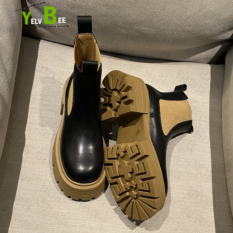 Ziemas silti Chelsea vidēja papēža sieviešu zābaki, 2022. gada jauni kupli, neslīdoši zamšādas potītes sieviešu apavi Motocikls Goth Femme Botas