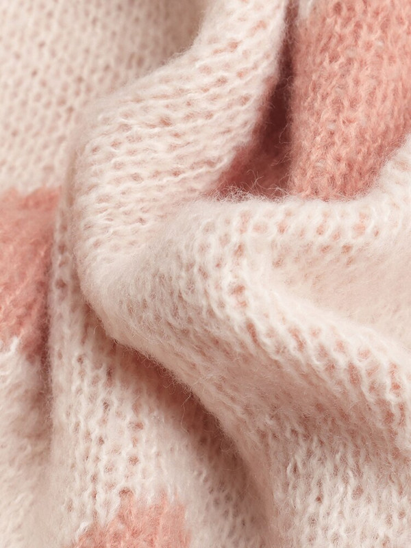 JIM & NORA Sieviešu rudens garās piedurknes ar apaļu kakla izgriezumu, sirds apdruka, trikotāžas džemperis, dāmu rozā ikdienas brīvs džemperis, modes sieviešu topi